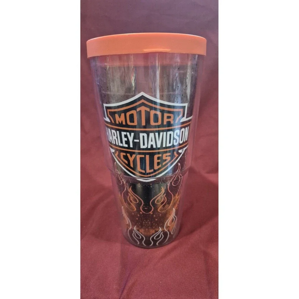Harley Davidson Motor Cycles Tervis Tumbler 24oz Flame Fire Splatter Travel Cup